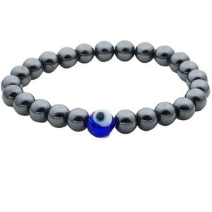 Jean Claude Hematite Glass Beads Stretch Bracelet